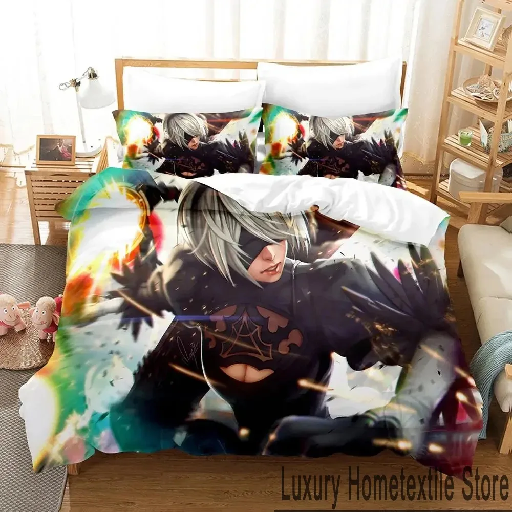 

Anime NieR Automata 2B Game Bedding Set Duvet Cover Bed Set Quilt Cover Pillowcase Comforter king Queen Size Boys Adult