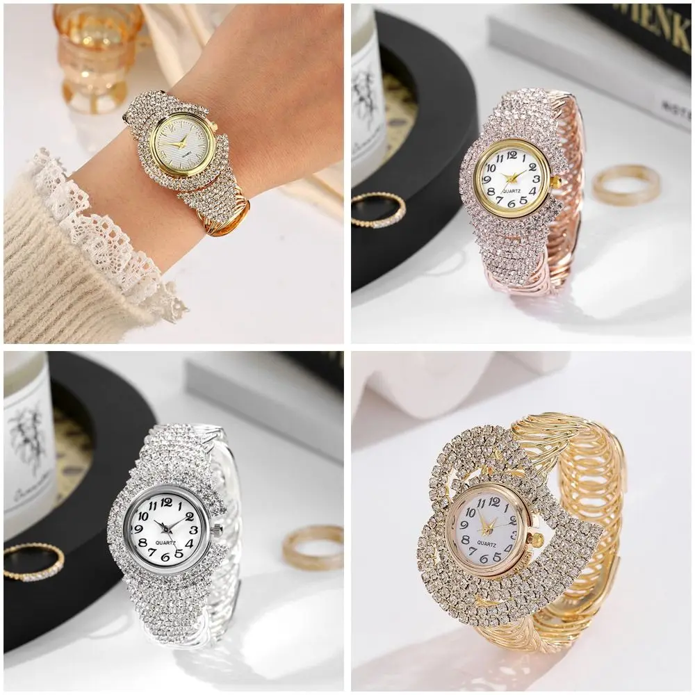 Женские часы-браслет с кристаллами для девочек - круглый аналоговый кварцевый циферблат, вневременная элегантность для любого случая