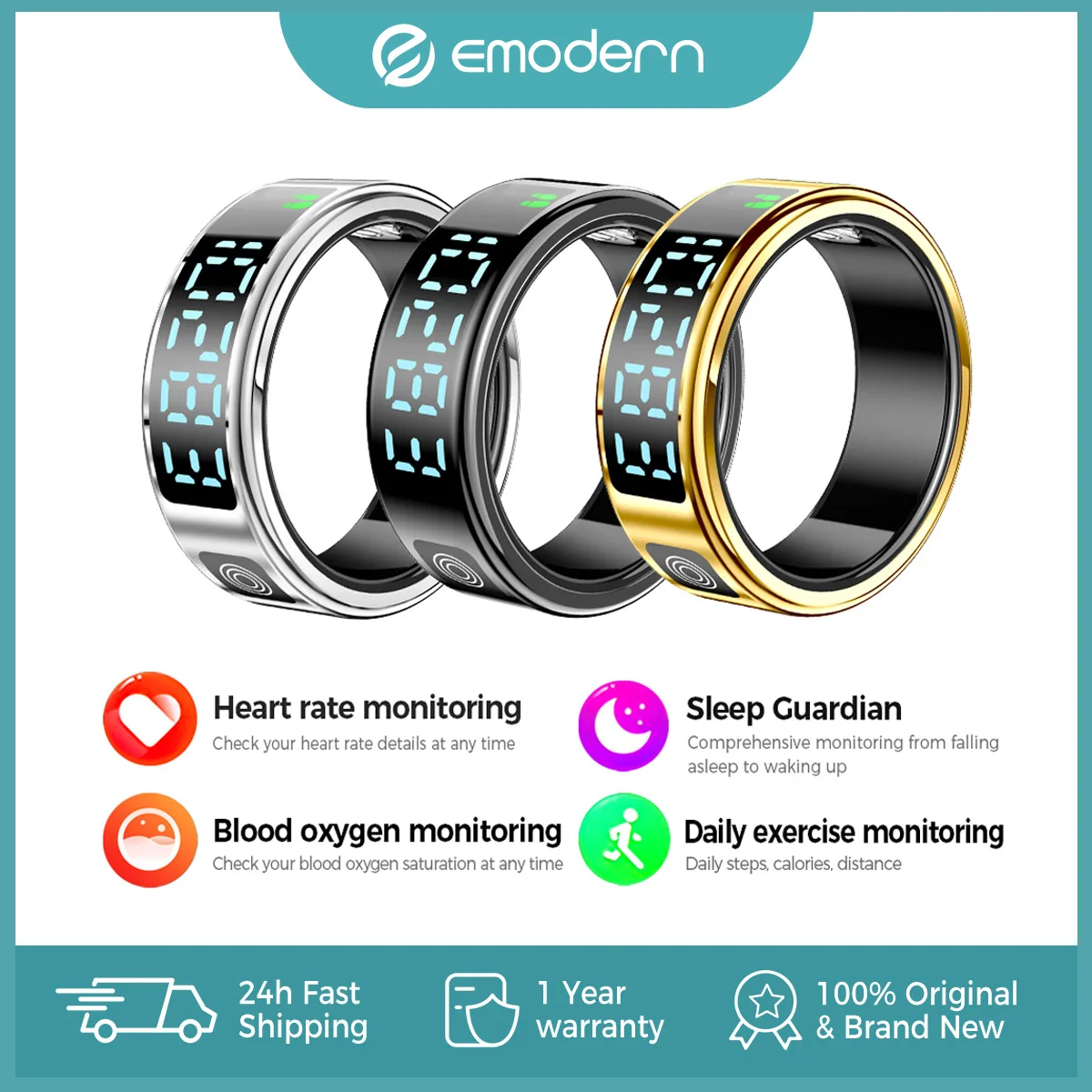 

NEW SR08 Smart Ring For Men Women 5ATM & IP68 Waterproof Heart Rate Blood Oxygen Monitoring Multi Sports Modes For Android IOS