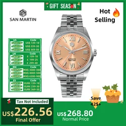 San Martin 38.5mm Automatic Mechanical Watch Men YN55 Wristwatch Luxury Waterproof 10ATM Vintage Business Classic Satti SN0050-2