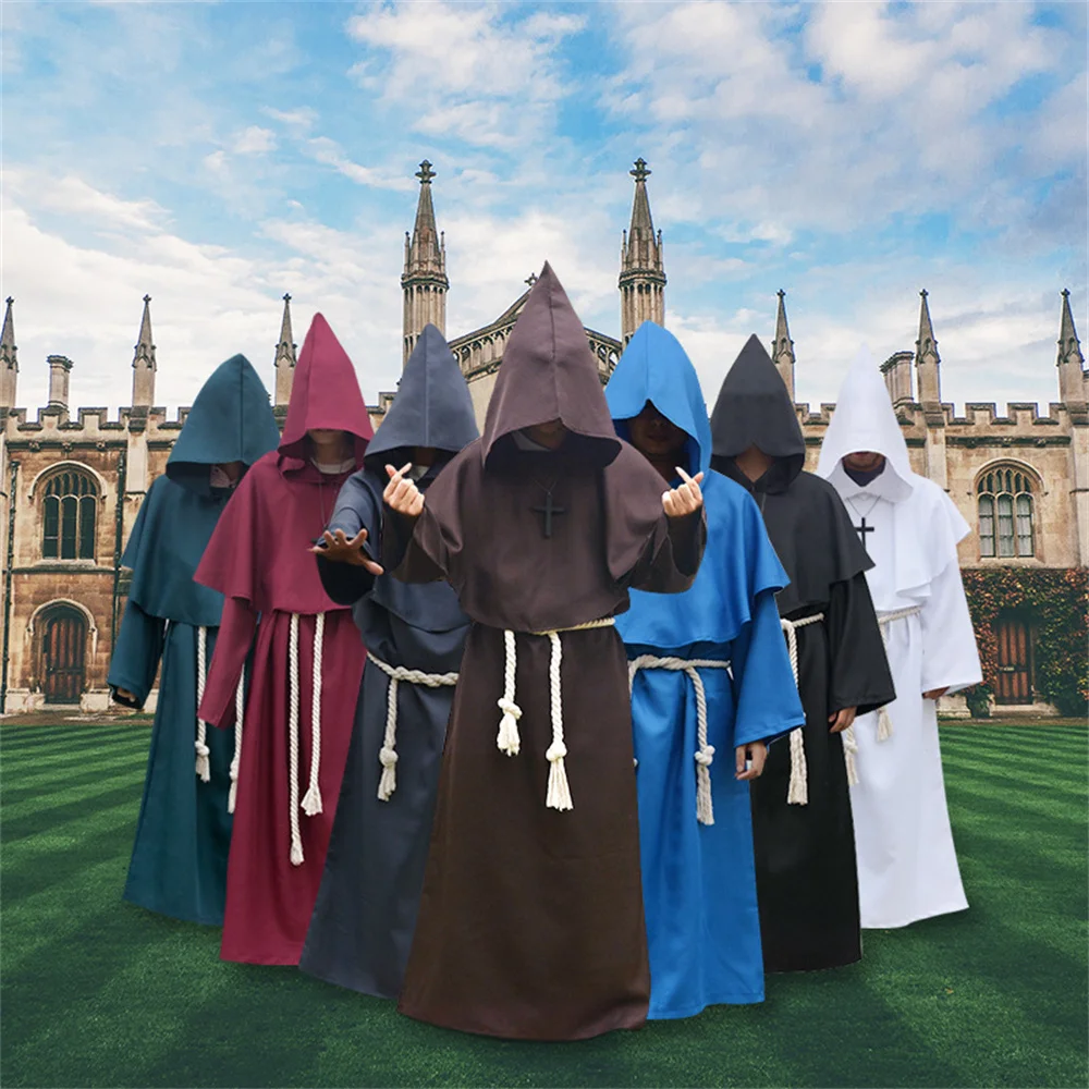 

Medieval Monk Costume Halloween Party Wizard Priest Cosplay Costume Death Fancy Dress Robe Props