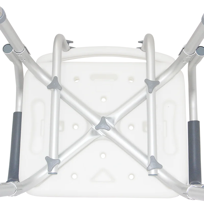 Aluminum Alloy Shower Chair with Removable Foam Armrests, Non-slip Rubber Tips, and Height-adjustable HDPE Bathing Aid