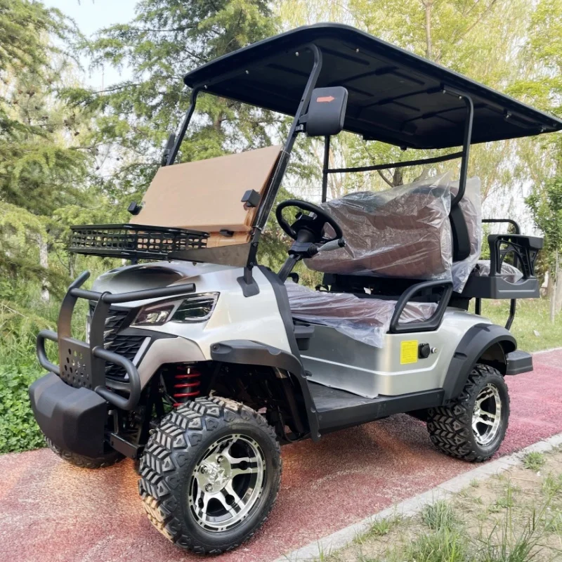 

Wholesale 4 Passenger Electric Golf Cart Off Road Golf For Adults Buggy Car Black Upholstered Seat Bumper Bluetooth Speakers