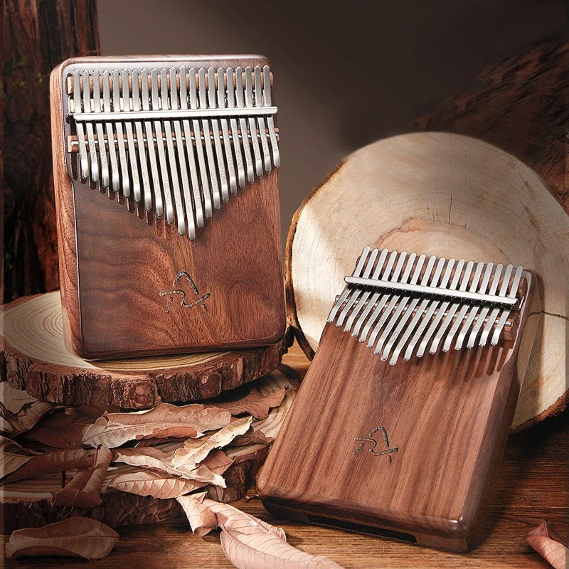 Professional Kalimba 21 Key Thumb Piano Full Solid Wood Black Walnut 17 Tone Mbira Small Finger Piano Beginners Instrument