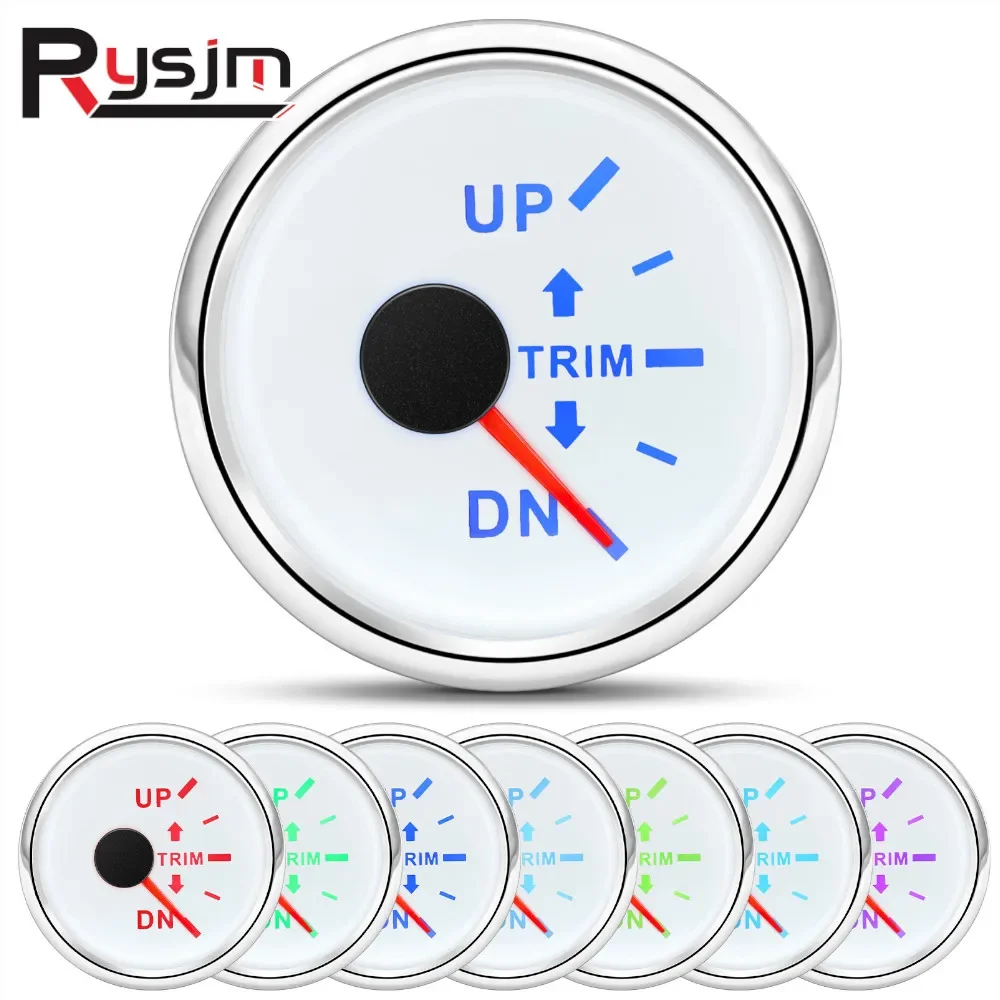 

HD 52mm Boat Marine Trim Meter UP-DN Trim Tilt Indicator Meter 2 Inch Trim Gauge 7 Colors Backlight for Inboard Outboard Engine