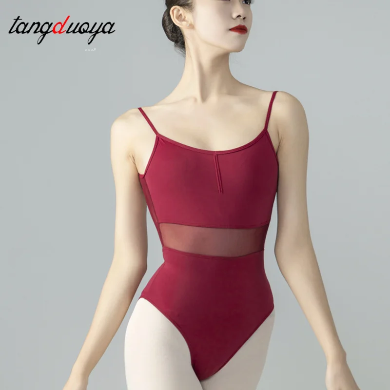 

Ballet Leotards Women Skate Dance Camisole Gymnastic Swimsuit Leotard Ballet Hollow Splicing Stitching Waist Gymnastics Leotards