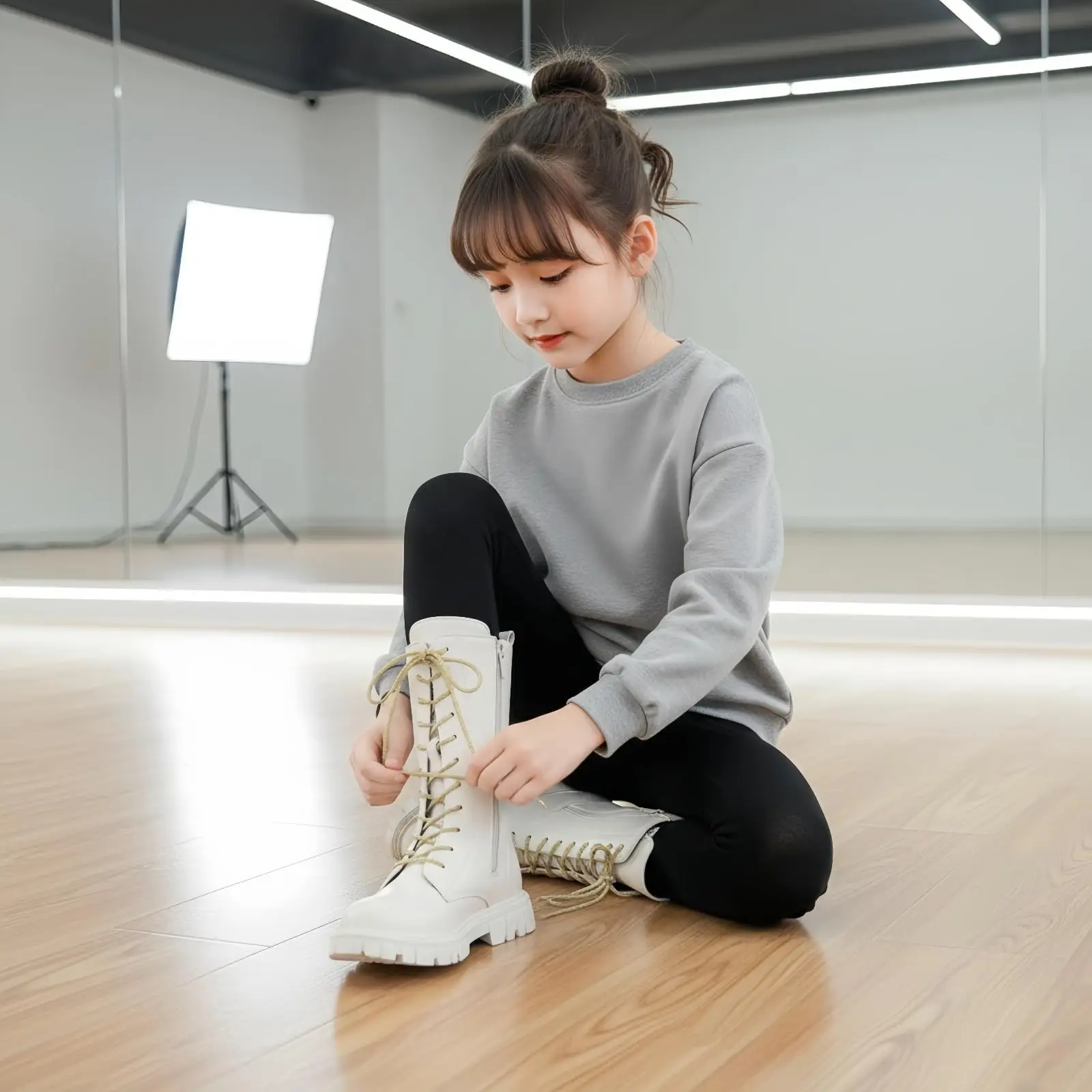 

Spring Autumn Kids Causal Boots Classic Solid Color Children's Simple Leather Boots Fashion Toddlers Mid-calf Boots for Girls