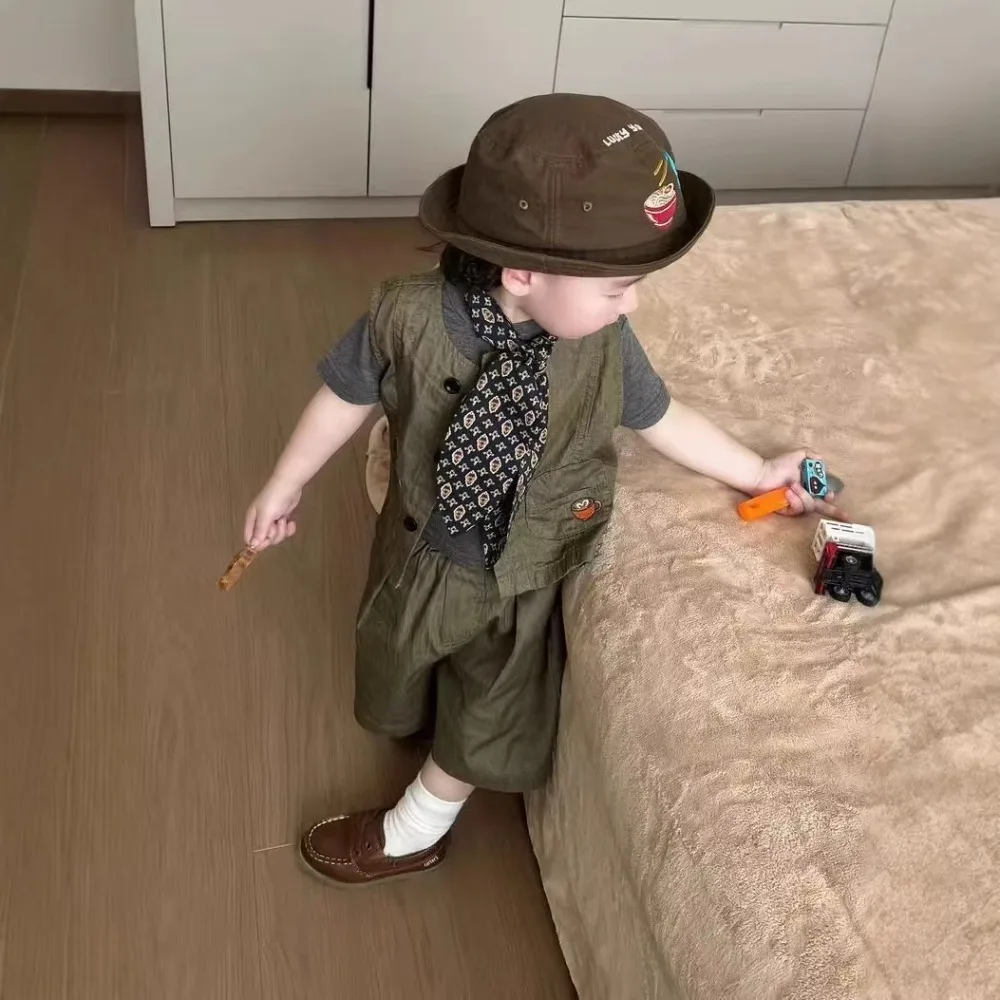 2026 Summer Baby Boys 2PCS Outfit  Loose Sleeveless Waistcoat Suit, Trendy Little Gentleman Daily Set for 90-130cm