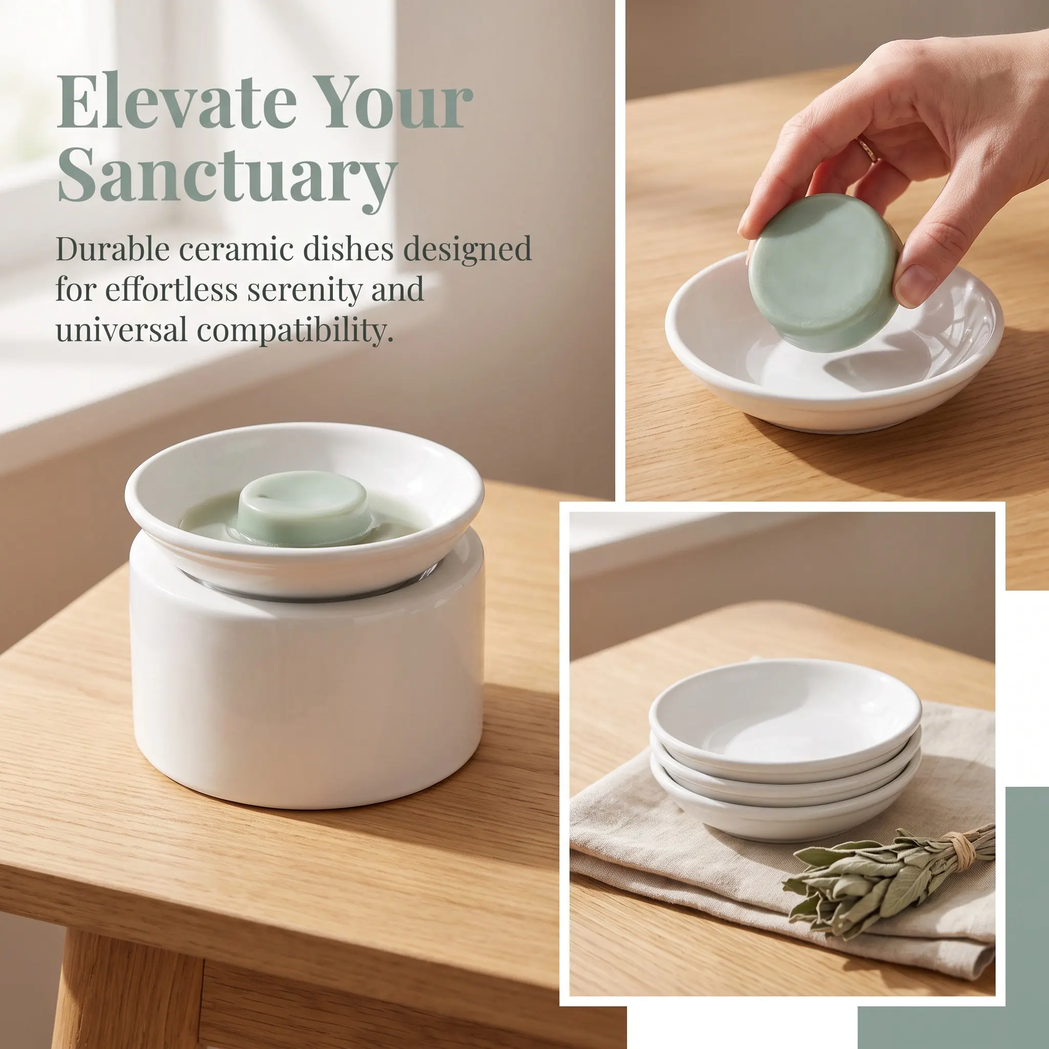 6Pcs Wax Melt Holder Ceramic Dish Replacement for Oil Burner Essential Oil Plate Warmer Fragrance Lamp Warmer Tray