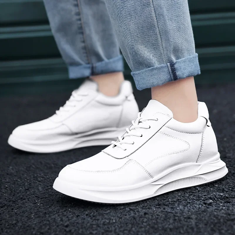 Elevator shoes for man height increase 6cm 8cm 2024 Luxury Brand sneaker Genuine Leather Men\'s Hidden Heels Casual Shoe Heights