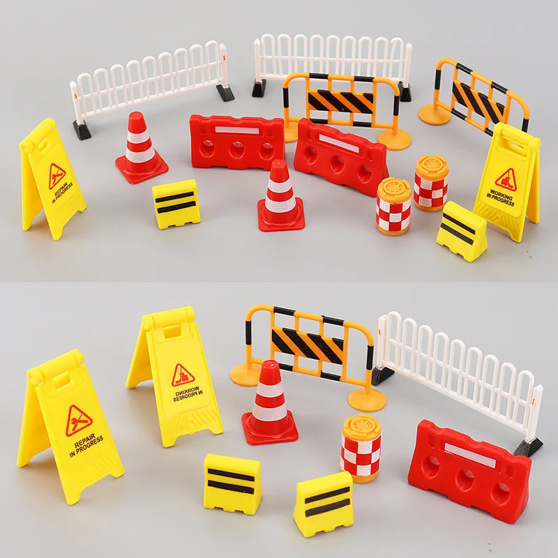 Mini Traffic Road Signs & Roadblock Playset, Simulation Safety Barrier Toys, Educational Scene Layout Accessories for Role Play view 4