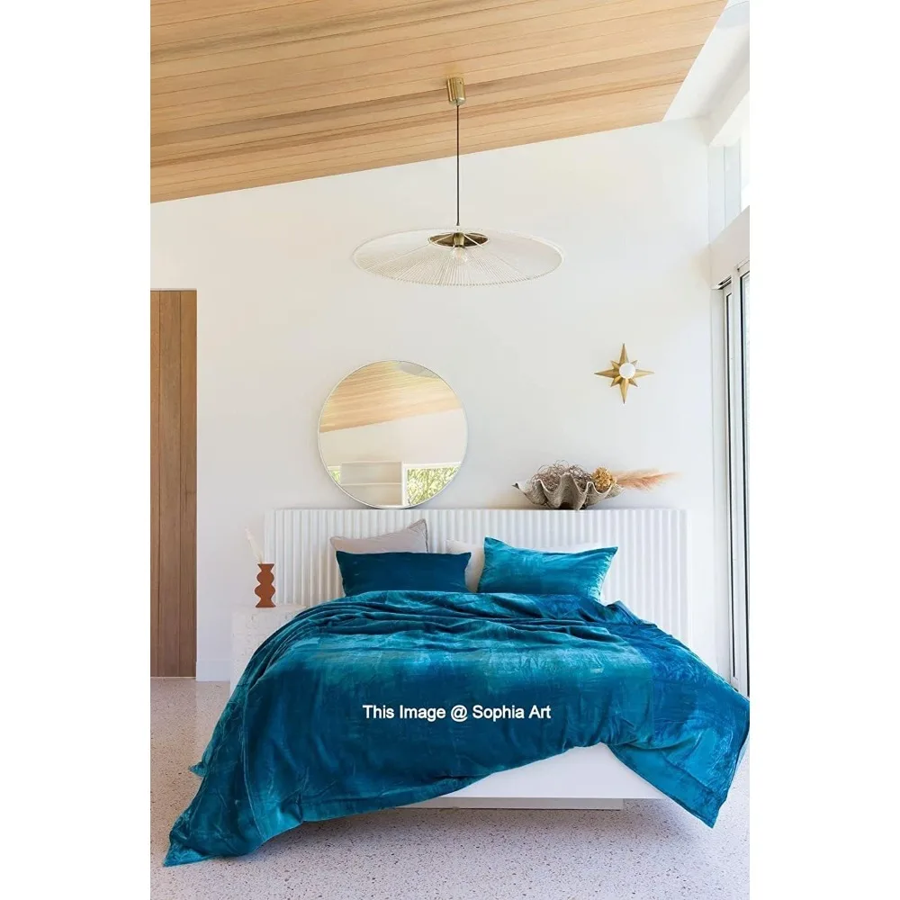 طقم غطاء لحاف بوهو مخملي رايون فاخر للغاية باللون الفيروزي الصلب سوبر كينج مقاس كبير غطاء لحاف UO 98x120 #2