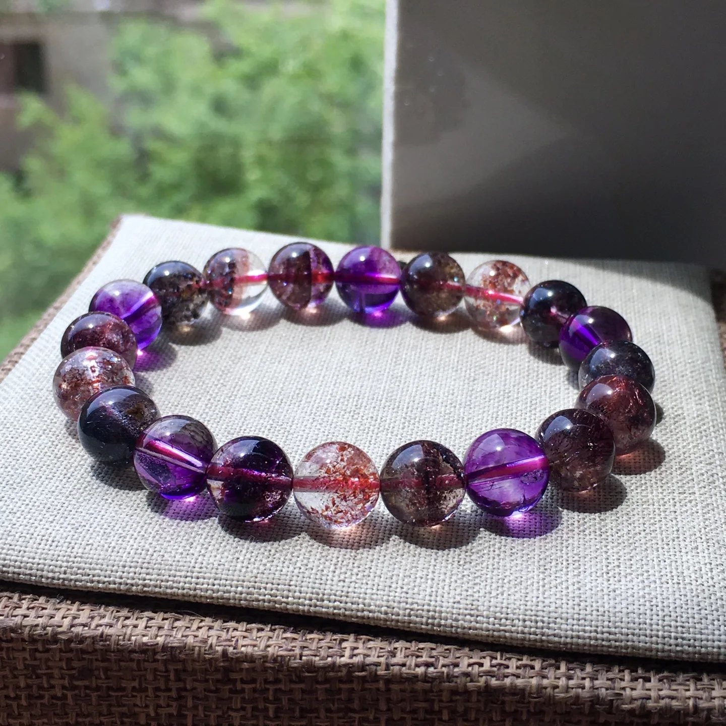 9mm Natural Super 7 Melody Bracelet Jewelry For Women Lady Beauty Gift Brazil Stone Healing Crystal Round Beads Strands AAAAA