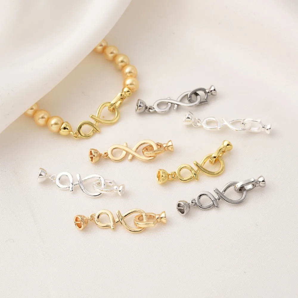 

14-каратное позолоченное жемчужное ожерелье с пряжкой ручной работы «сделай сам» и пряжкой из белого золота и серебра на конце