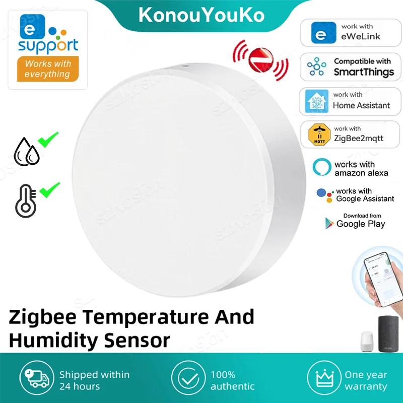 ewelink zigbee sensor de temperatura e umidade interior monitor termometro home assistant alexa google alice smartthings alice 01