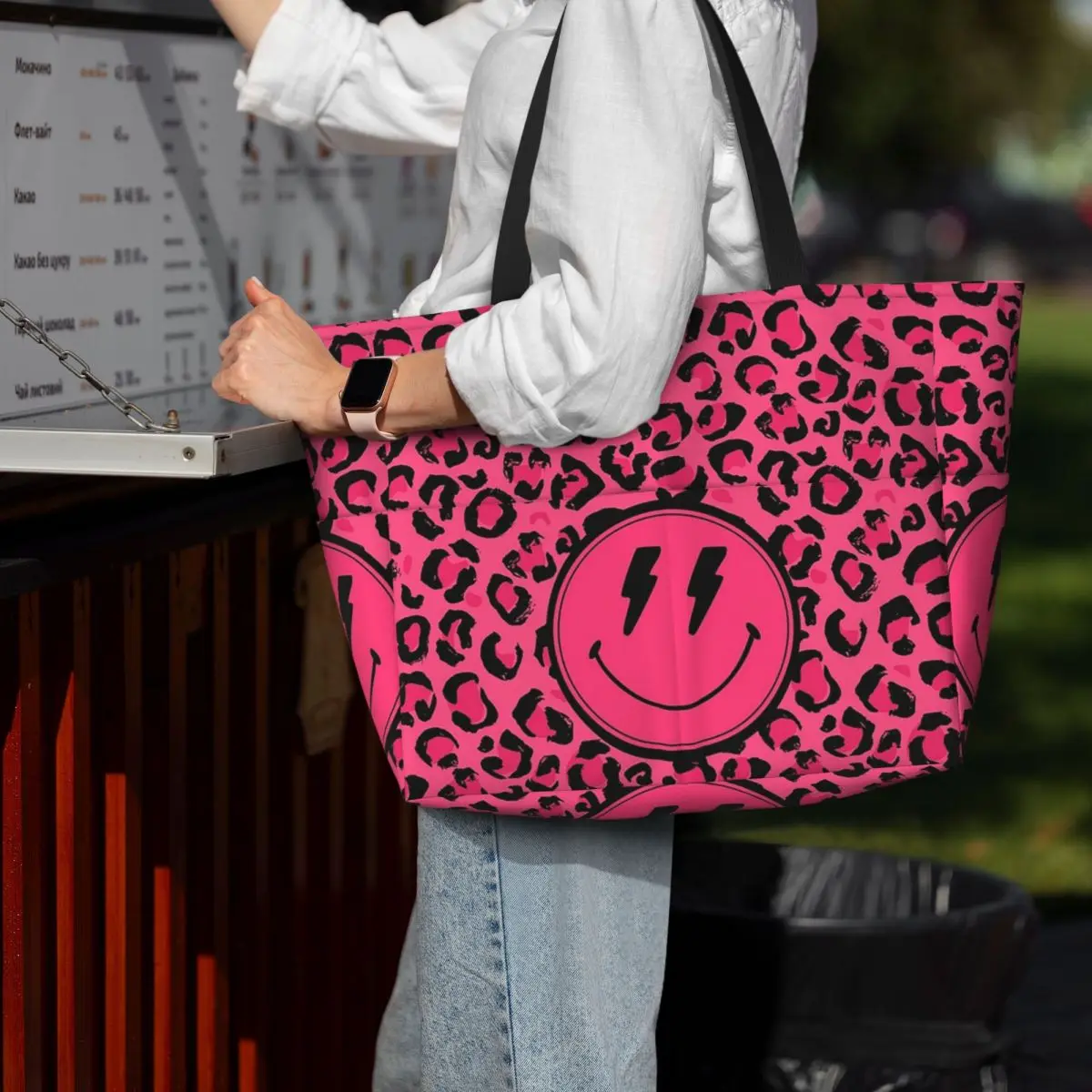

Preppy School Supplies Aesthetic Leopard Print Beach Tote Bag Sport Gym Yoga Duffle Large Tote Bag Women Travel Bag Fitness bag