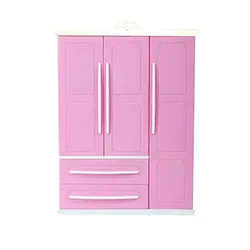 Dollhouse Wardrobe Double Door Portable Closet Furniture Girl Princess Bedroom Accessories for 11.5inch Doll Toy Birthday Gift
