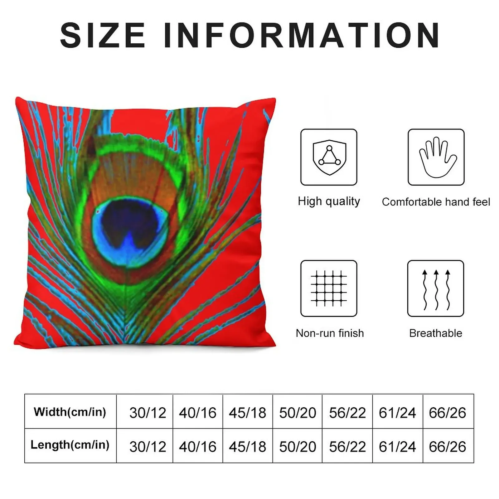 DECORATIVE BLUE & GREEN PEACOCK FEATHER RED ART Throw Pillow New year Pillow Case Christmas pillow