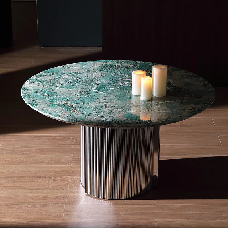 AA Light luxury marble dining table modern simple high-end home villa round dining table and chair combination