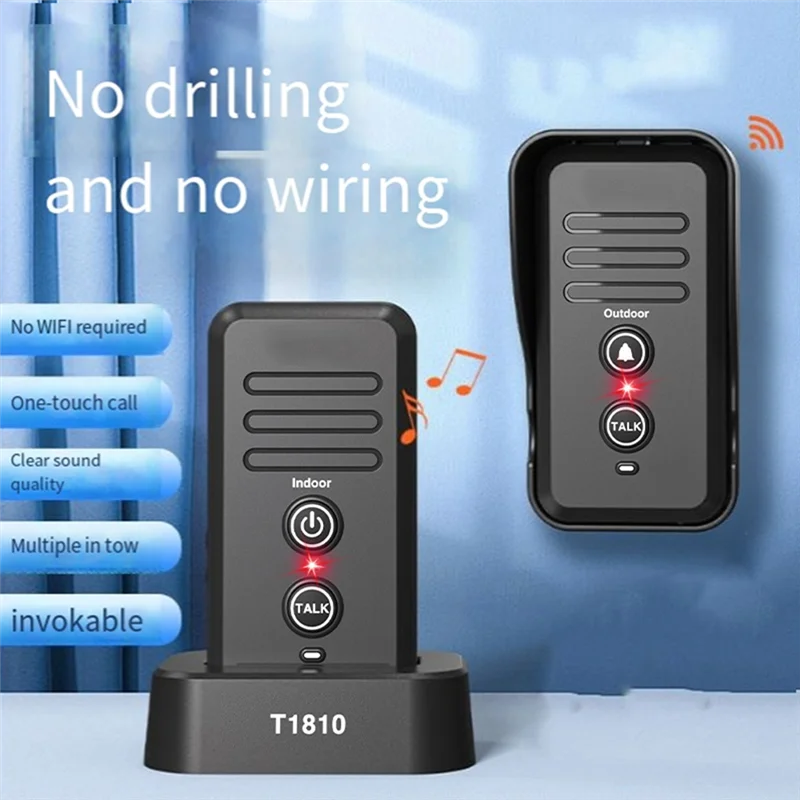AA60-Range più lungo Campanello senza fili bidirezionale a mano libera Citofono domestico impermeabile Sistema citofonico per ufficio in fabbrica Spina americana