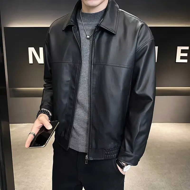 

Light Mature Style Jacket for Men, Autumn and Winter Motorcycle Jacket, Cool and Handsome Coat, Casual Loose American Style Soft