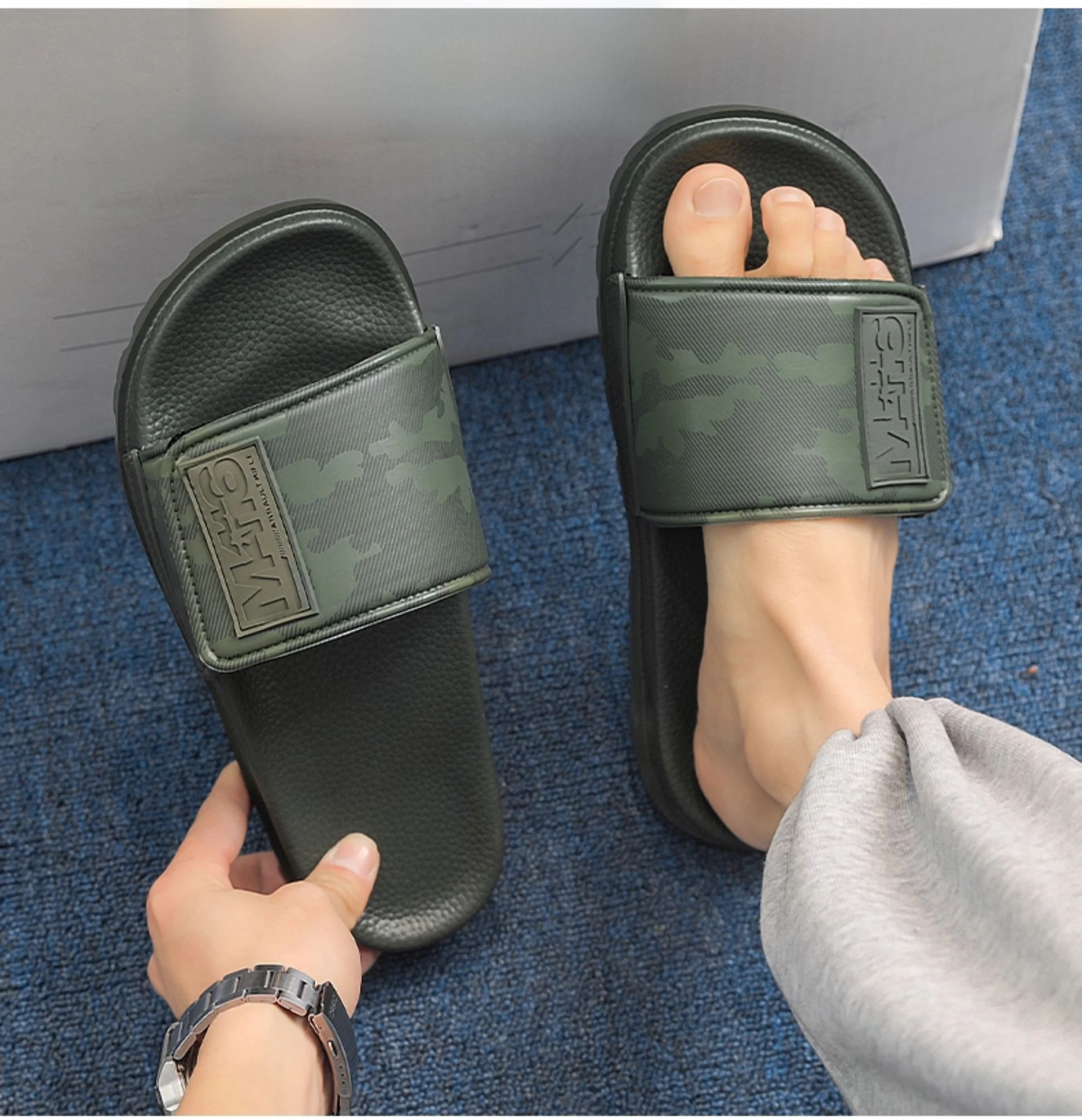 Zapatillas informales antideslizantes con suela suave para deportes de verano para hombre, sandalias para el hogar y el baño,...