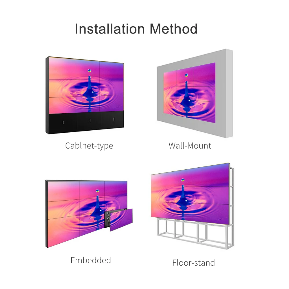 49 Inch Indoor Video Wall  Advertising Display Narrow Bezel 4K HD 2x3 3x3 Panels Mulit Splicing Lcd  Screens