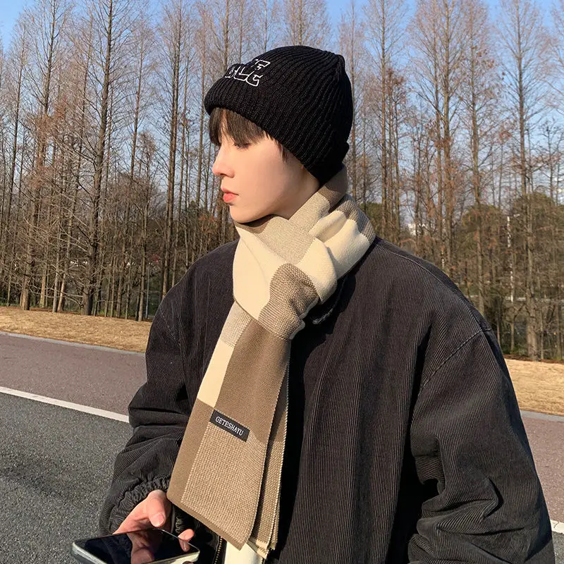 

Plaid Scarf Men's Winter Men's Thickened Korean Version Business Double-sided Trend Warm Long Scarf