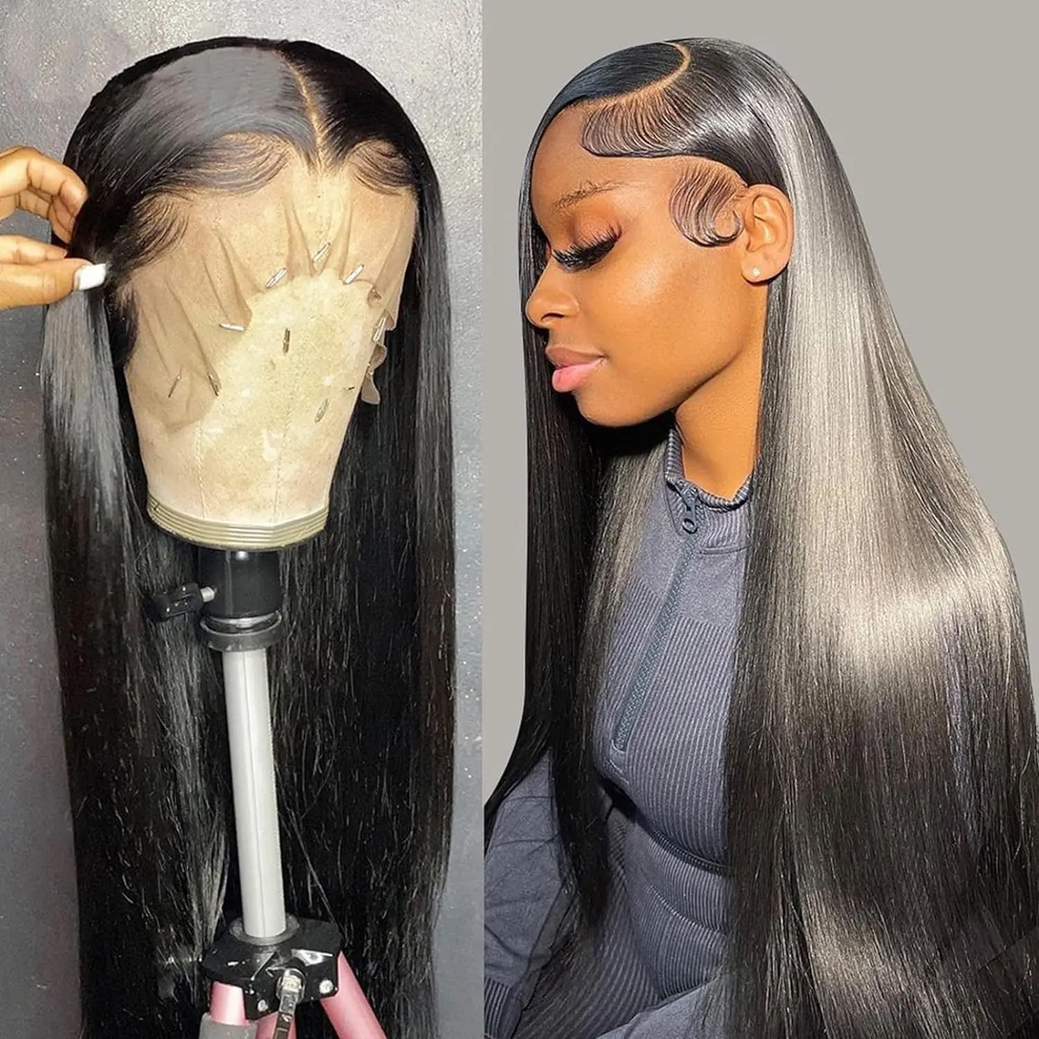 Brazilian Bone Straight 13x4 Transparent Lace Front Human Hair Wigs 4X4 Lace Closure Wig 30 32 Inch 13x6 Lace Frontal Wig