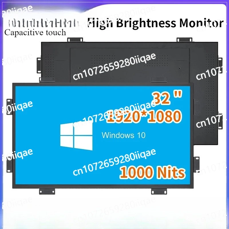 شاشة LCD تعمل باللمس بالسعة مع HDMI VGA BNC AV USB 1000 Nits 32 بوصة 1920*1080 شاشة صناعية بإطار مفتوح #1