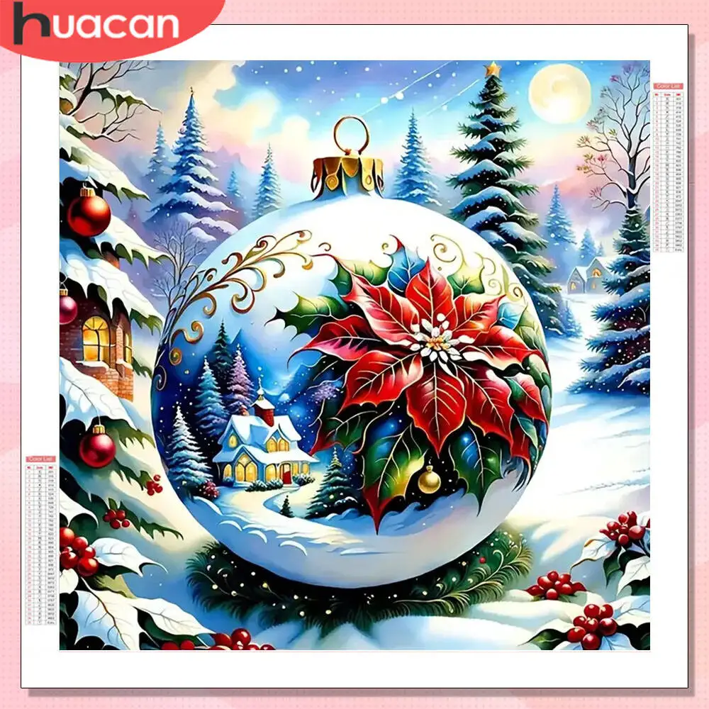 HUACAN Diamant Malerei Weihnachten Landschaft Volle Runde Bohrer Dekoration Für Home Diamant Mosaik Winter Strass Bilder