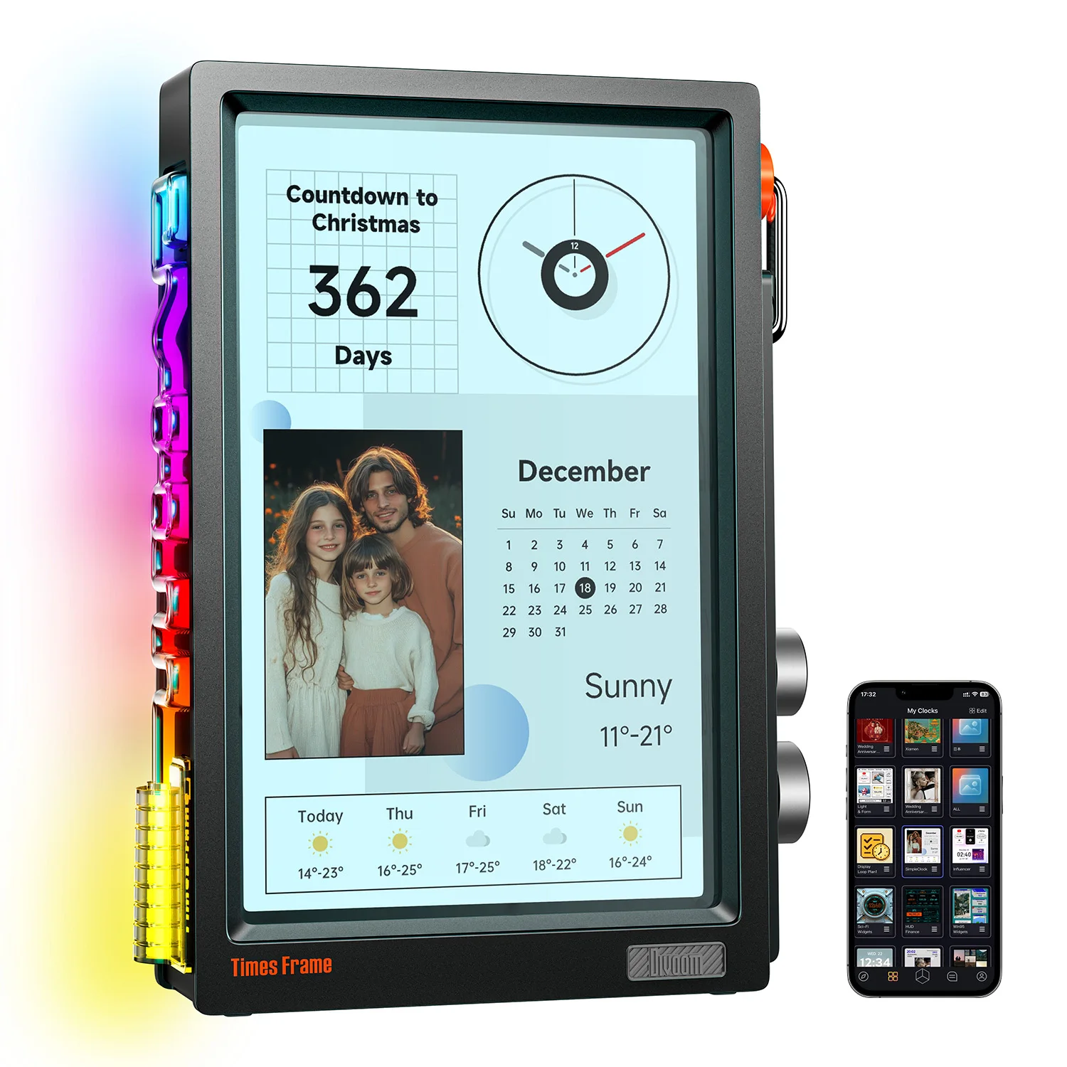 

Divoom Times Frame Smart HD Screen | 10.1" DIY Digital Clock | Crypto Stocks Weather Calendar | Tech Gift Desk Setup