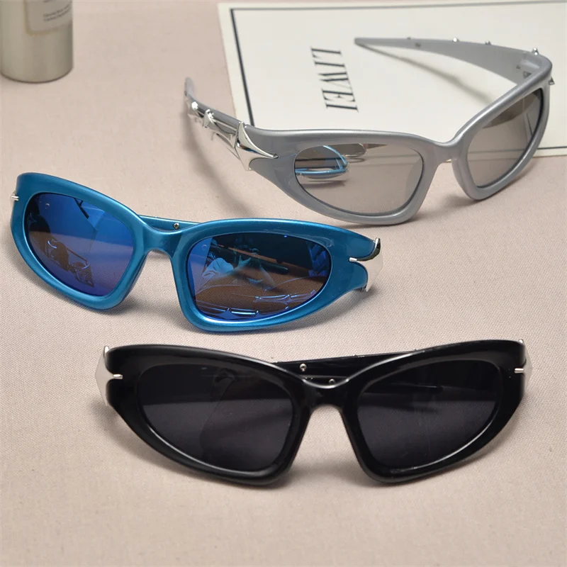 

Cyberpunk Cat's Eye Retro Glasses Men's High-grade Sunglasses Summer Women's Driving Sun Glasses Outdoor Sports MJ0801