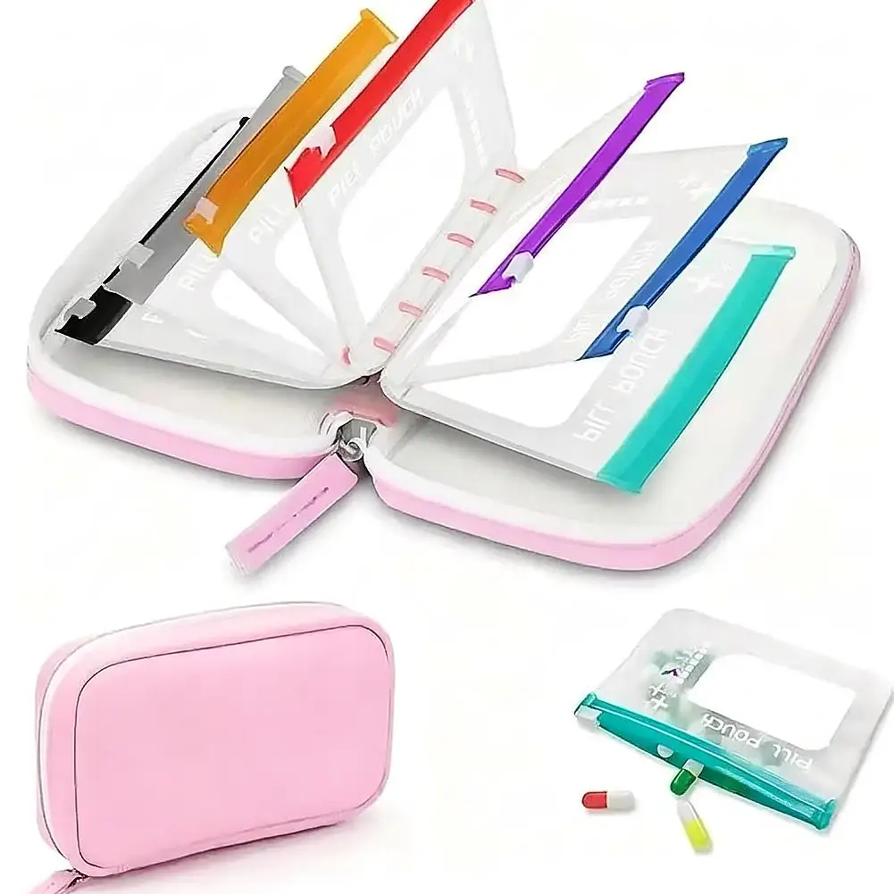 Pillenorganizer-Etui Wasserdichte Pillentaschen, Farbcodiertes Wiederverwendbares Reise-Pillenaufbewahrungssystem Wöchentlicher Medikamentenorganizer – Detail 3
