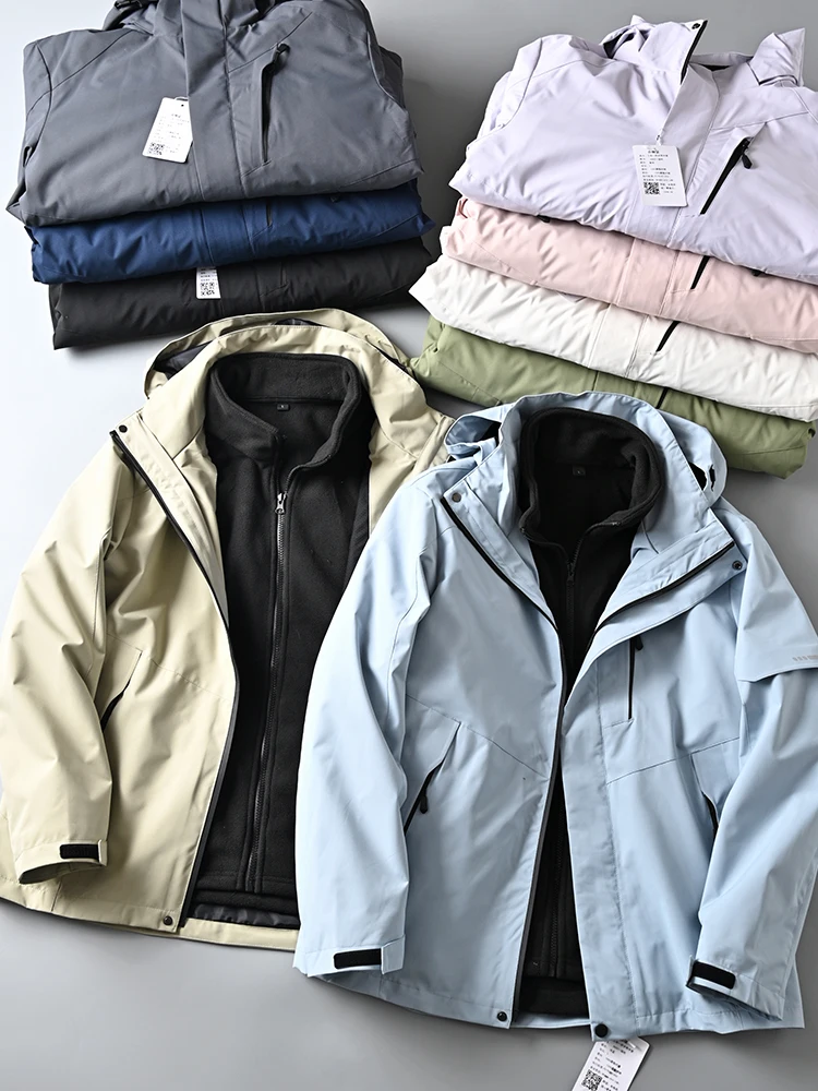 

Футболка Thiened Fce, съемная внутренняя водонепроницаемая ветрозащитная уличная куртка для пар, молодежное пальто свободного покроя