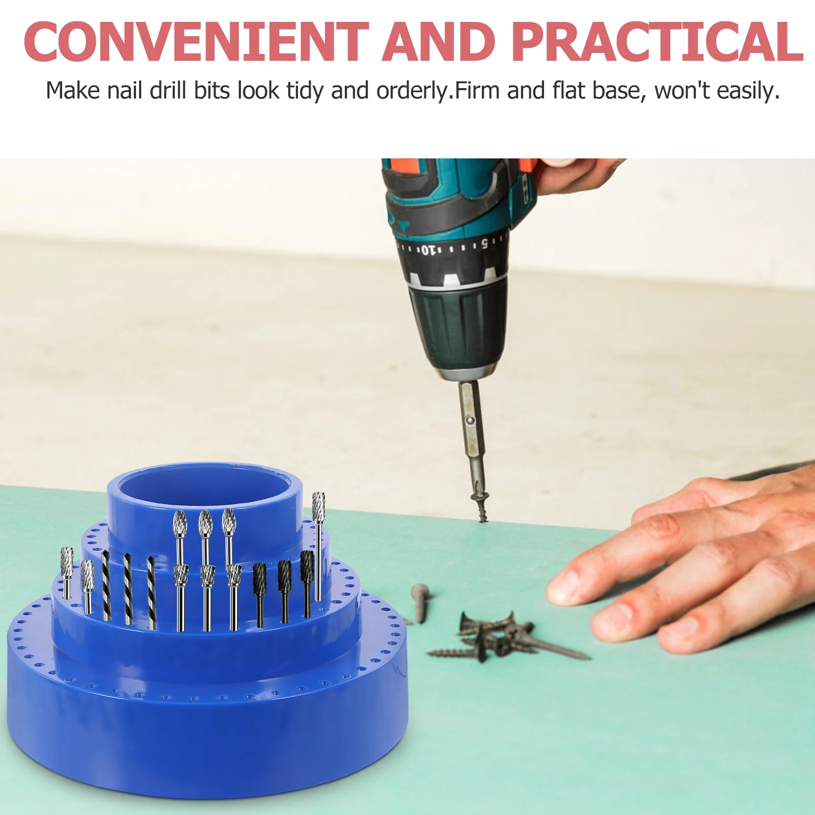 

3.0Mm Drill Bit Storage Box Plastic Organizer For Nail Grinder Accessories Light Grey Grinding Head Holder