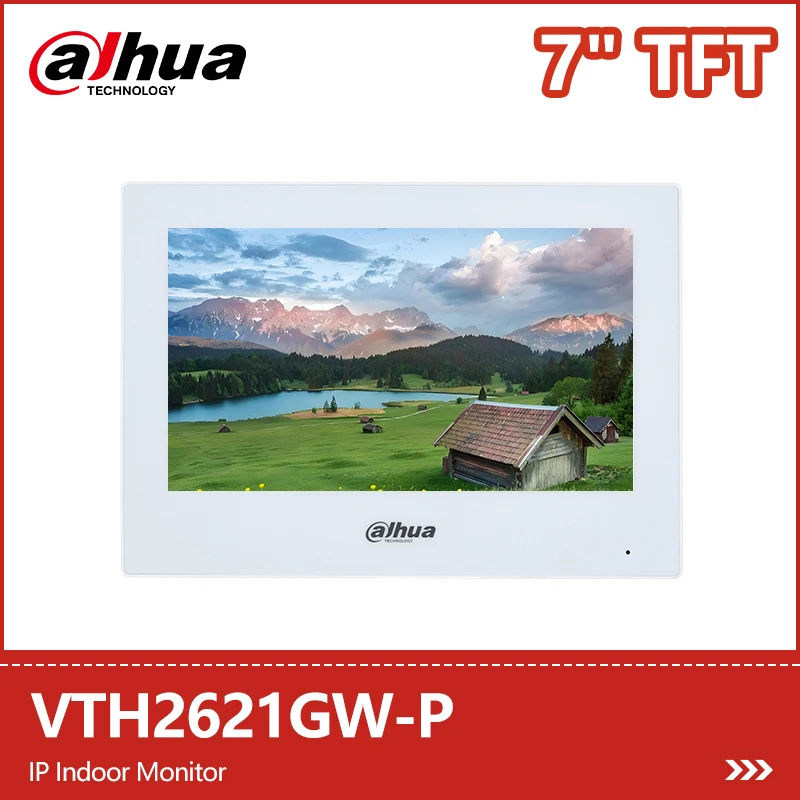 จอภาพ Dahua IP ในอาคาร รุ่น VTH2621GW-P ขนาด 7 นิ้ว หน้าจอสัมผัส TFT เสียง 2 ทาง พอร์ต PoE แจ้งเตือน H.265 & H.264 สมาร์ทโฮม ช่องใส่การ์ด SD