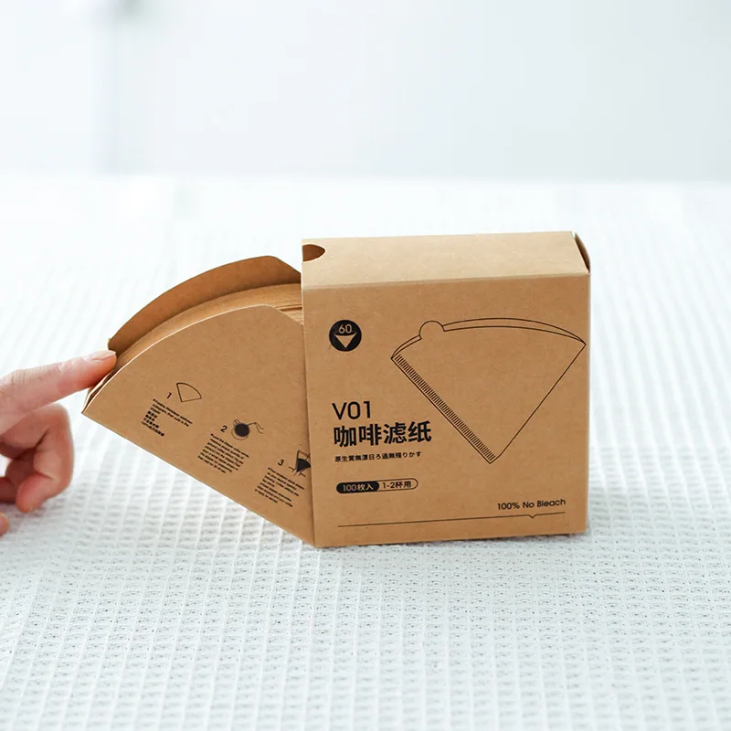 LMM comes with its own storage box V60 hand-brewed coffee filter paper raw wood pulp 100 sheets fan-shaped drip type