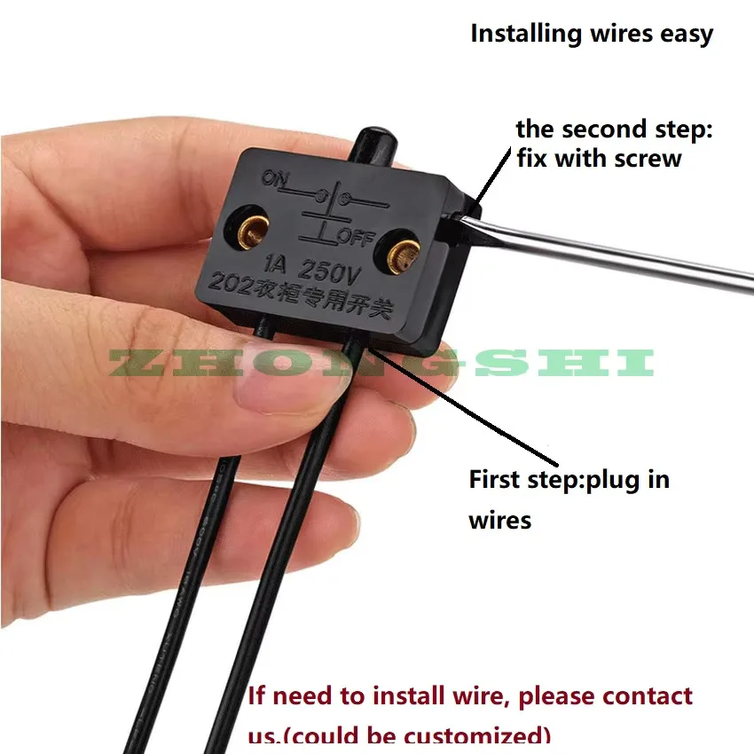 HX202 Control 1A 250V Closet Light Door Switch Normally Closed For Wine Cabinet Wardrobe Auto Reset