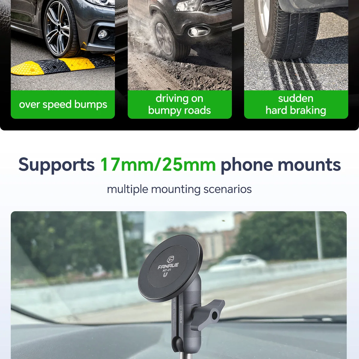 FANAUE Magnetischer Autotelefonhalter aus Aluminium, Zubehör für das Armaturenbrett des zentralen Steuerbildschirms für iPhone 14, 13, 12, Xiaomi Vivo Huaw – Detail 8