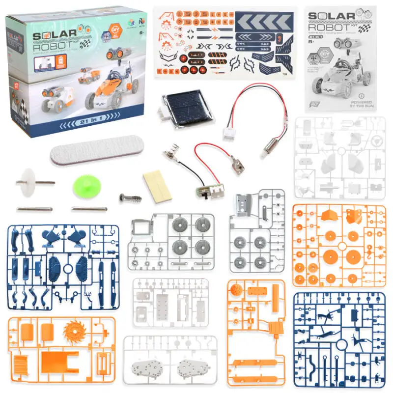 21 em 1 diy robô solar montado crianças brinquedos auto-instalada dupla-drive programação ciência elétrica e educação presentes de natal