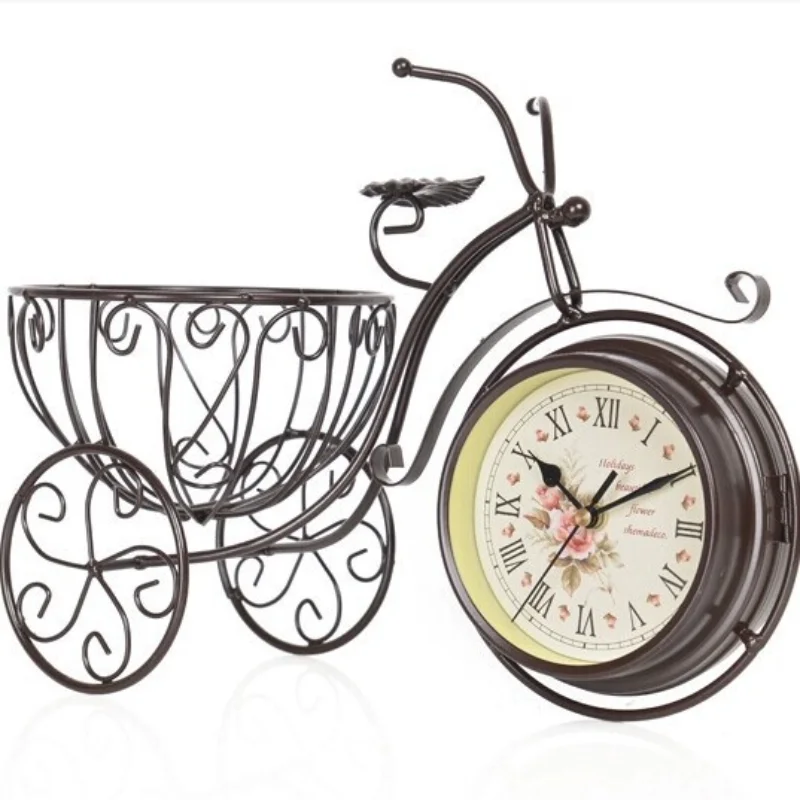 

2025 Hot Living Room Wrought Iron Decoration Ornaments Bedroom Mute Clock Bedside Creative Table Clock Desktop Ornaments Gifts