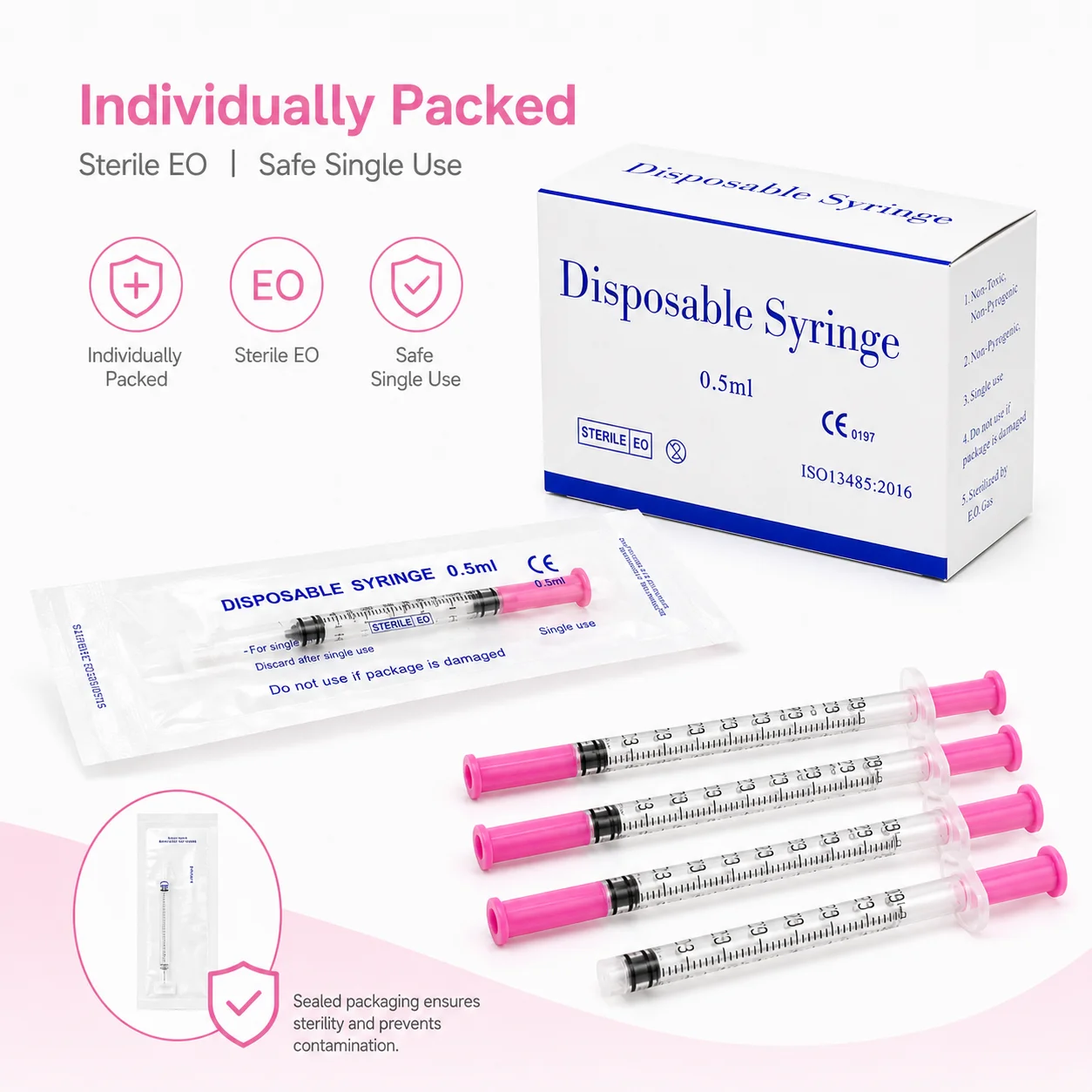 100PCS Disposable Measuring Syringes Individual Sterile Pack Small Liquid Dispensing Tools for Laboratory Test Insulin Injection