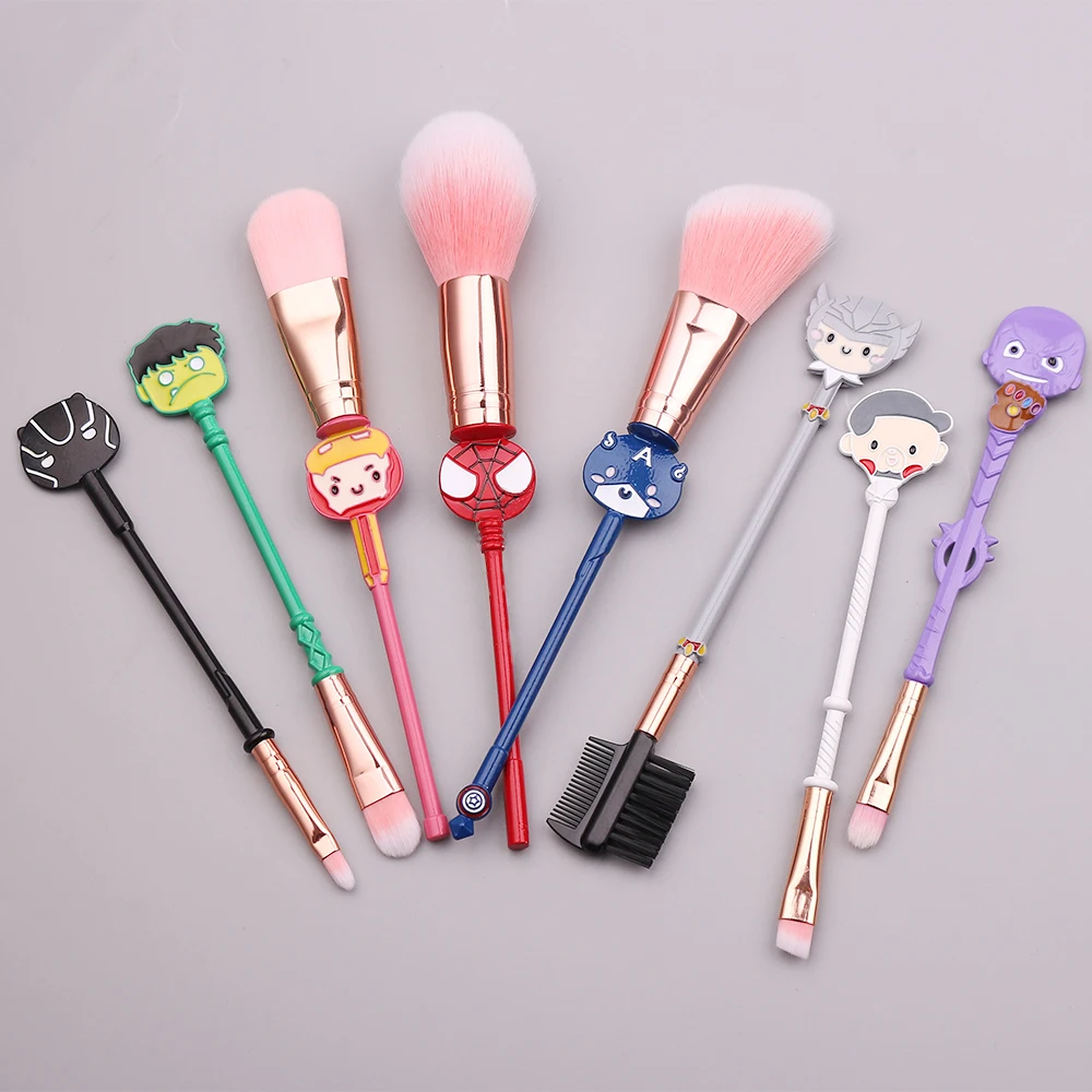 Marvel The Avengers Superhero Figure Makeup Brush Set Soft Fine Blush Eye Shadow Brush Practical Makeup Tools Gift for Fans