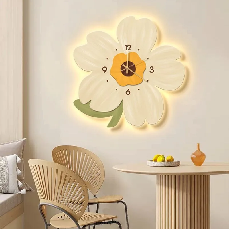

Wall hanging clock wall hanging living room restaurant creative flower bedroom pastoral style room decoration silent clock