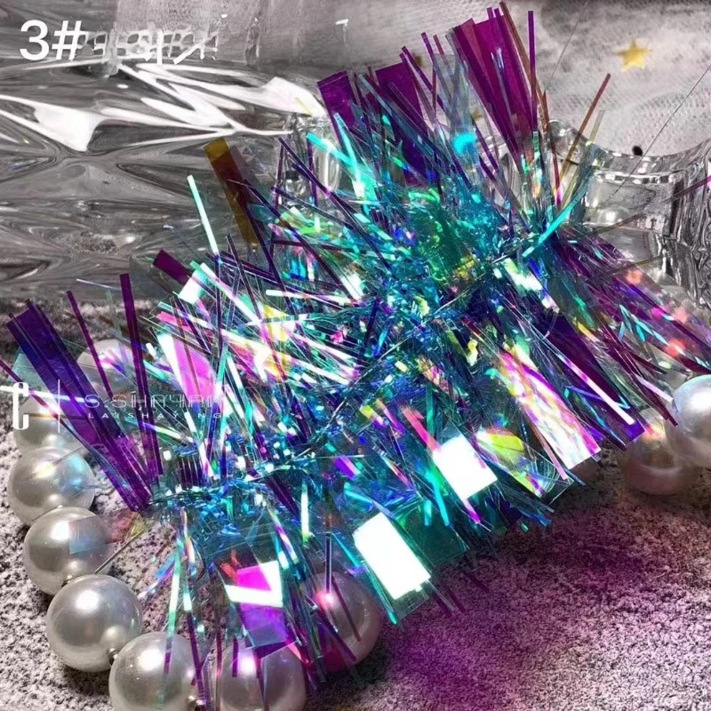 4 Kleurverloop Aurora Cellofaan Nagelstickers, Spiegelontwerp Gebroken Glazen Nagelstickers 3d Gebroken Glas