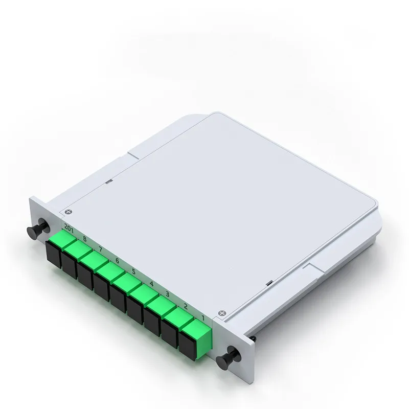 فاصل الألياف الضوئية FTTH PLC صندوق الفاصل 1-2 1-4 1-8 1-16 SC APC كاسيت المكونات في نوع الدليل الموجي المستوي