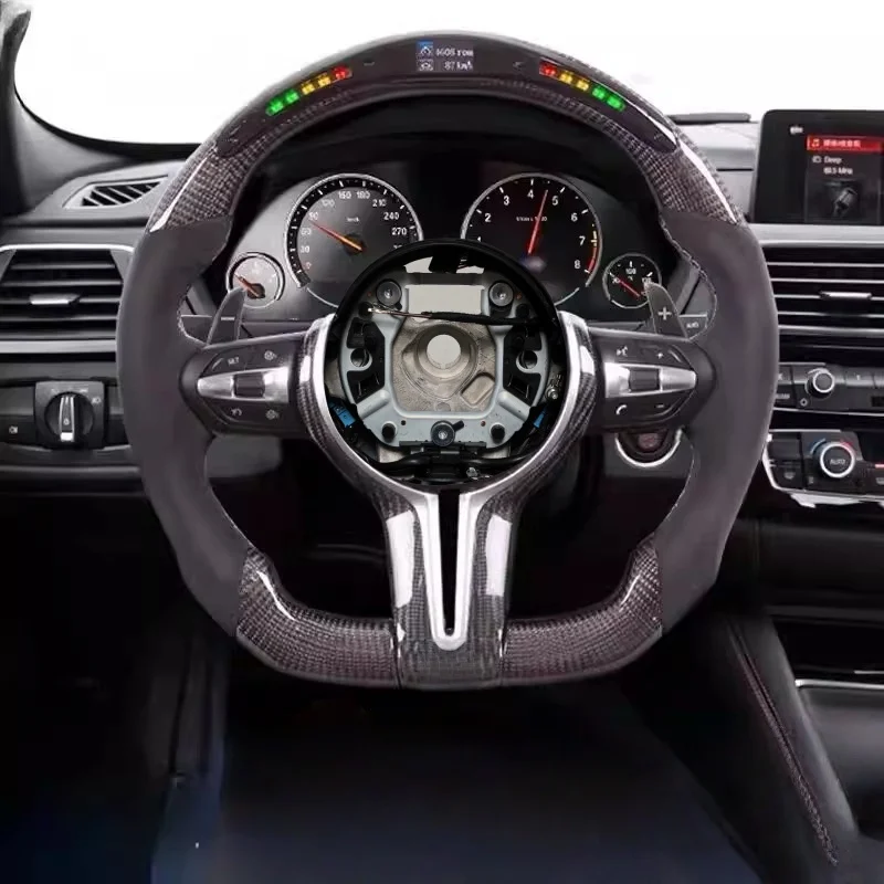 

Светодиодный руль с индивидуальной отделкой из карбона и кожи для BMW 3 серии (F20, F30), 6 серии (F15, F16), X1, X3, X4, X6, M3, M6