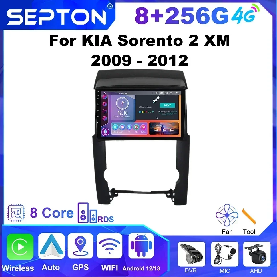 

Автомобильный радиоприемник SEPTON Android для KIA Sorento 2 XM 2009-2012 Навигация GPS Carplay 8 ядер 4G Автомобильный аудиоплеер Автомобильный мультимедийный