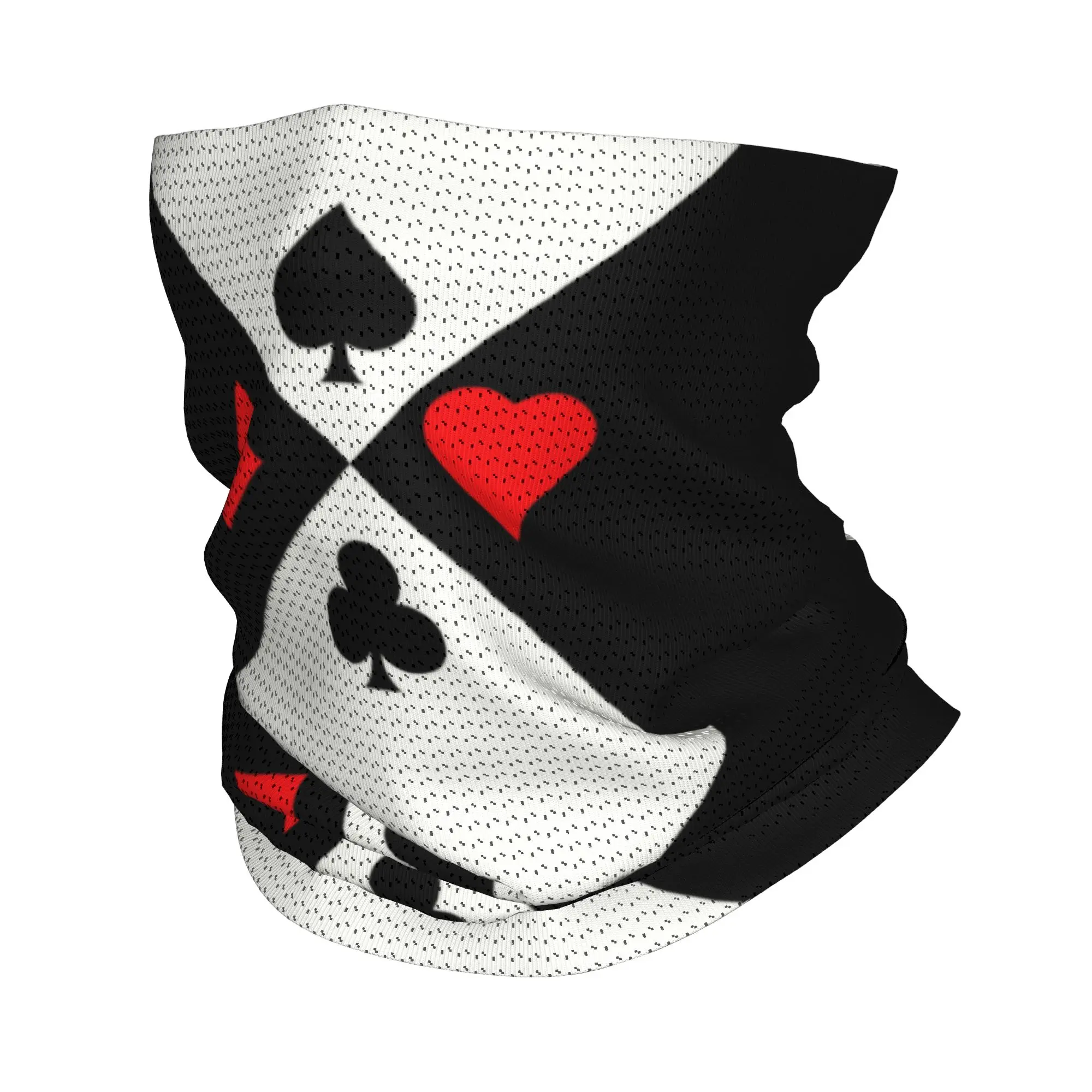 

Custom Poker Four Suits Neck Gaiter Men Women UV Face Shield Winter Card Game Players Bandana Scarf for Cycling